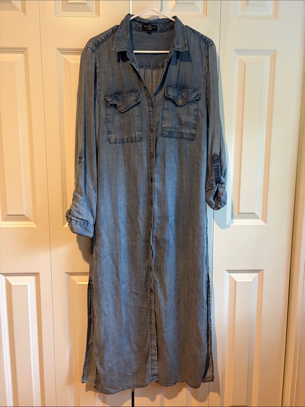 Velvet Heart Chambray Maxi Shirt Dress - Blue
